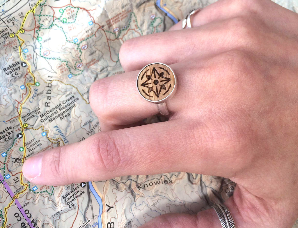 Sterling Silver Bamboo Compass Ring