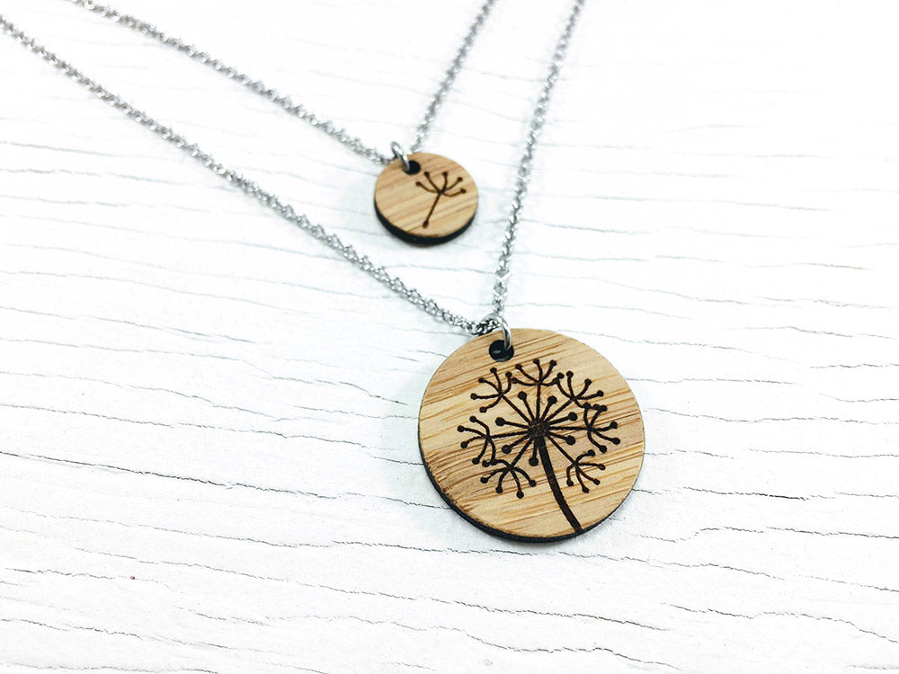 Dandelion Necklace Mother Daughters Necklace Set Necklace Set Of