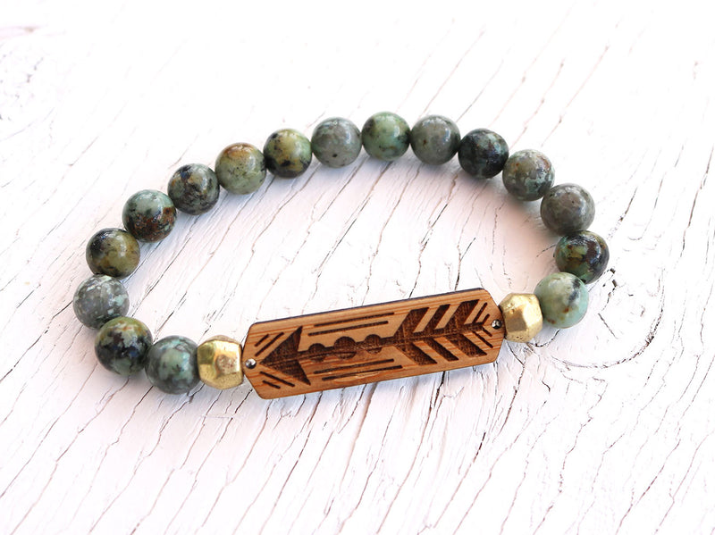 Arrow African Turquoise Bamboo Diffuser Bracelet